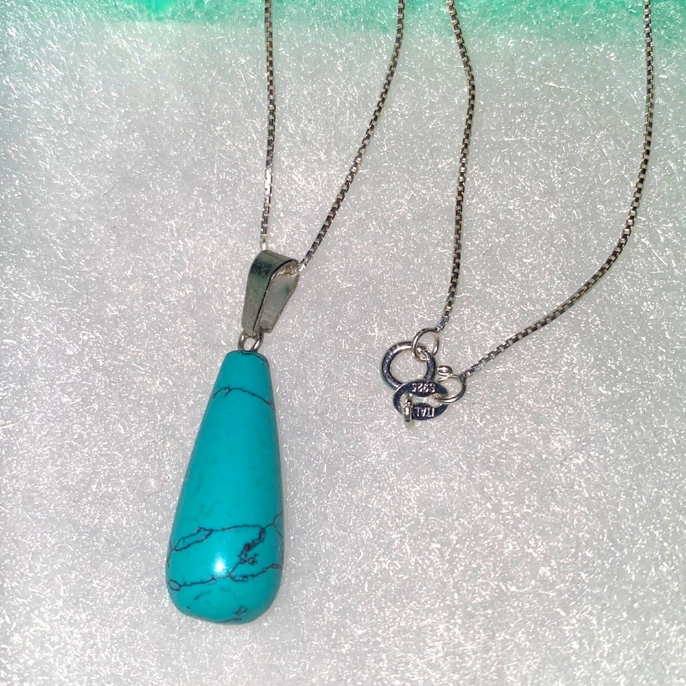 Natural Turquoise Sterling Silver 18" Necklace